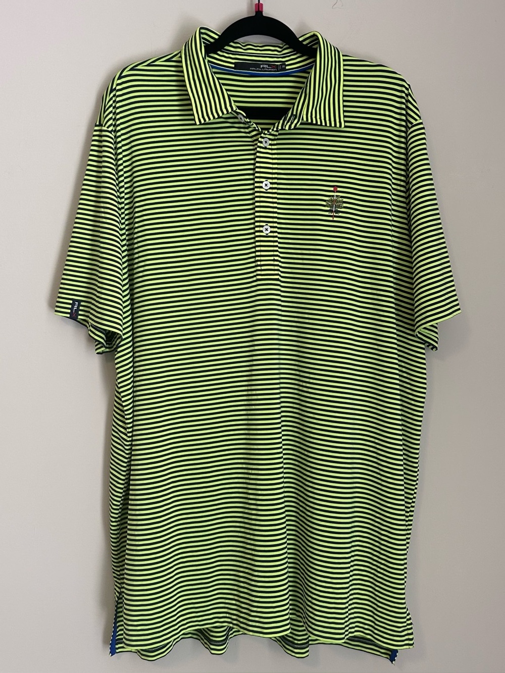 Polo Ralph Lauren RLX Neon Striped Golf Polo Mens XXL Treetops Performance Shirt